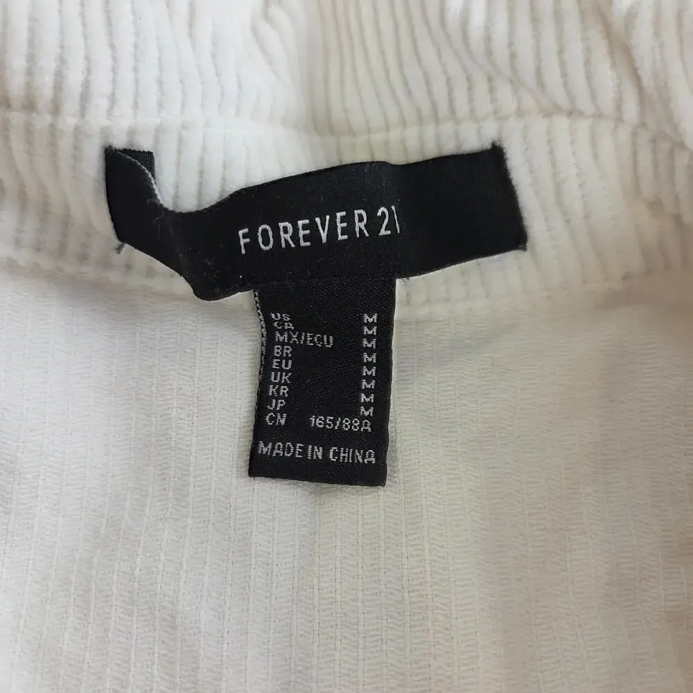 Forever 21 Crop Corduroy Button-Up Cream Jacket   Medium Y2k